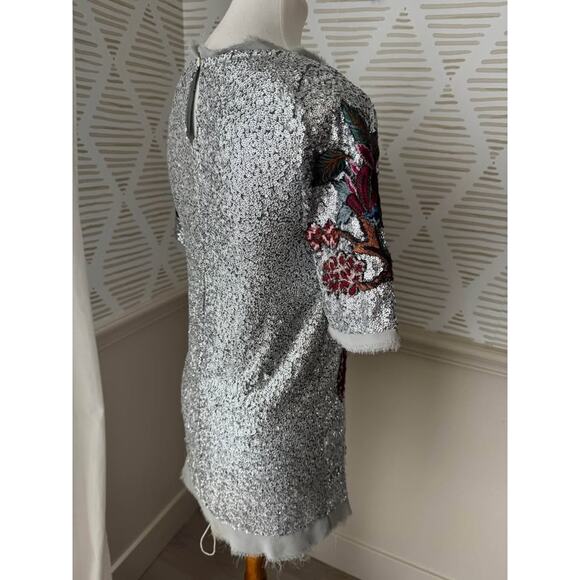 Zara XS Silver Sequin Embroidered Mini Dress ASO Alexis Rose in Schitt's Creek - Picture 8 of 10